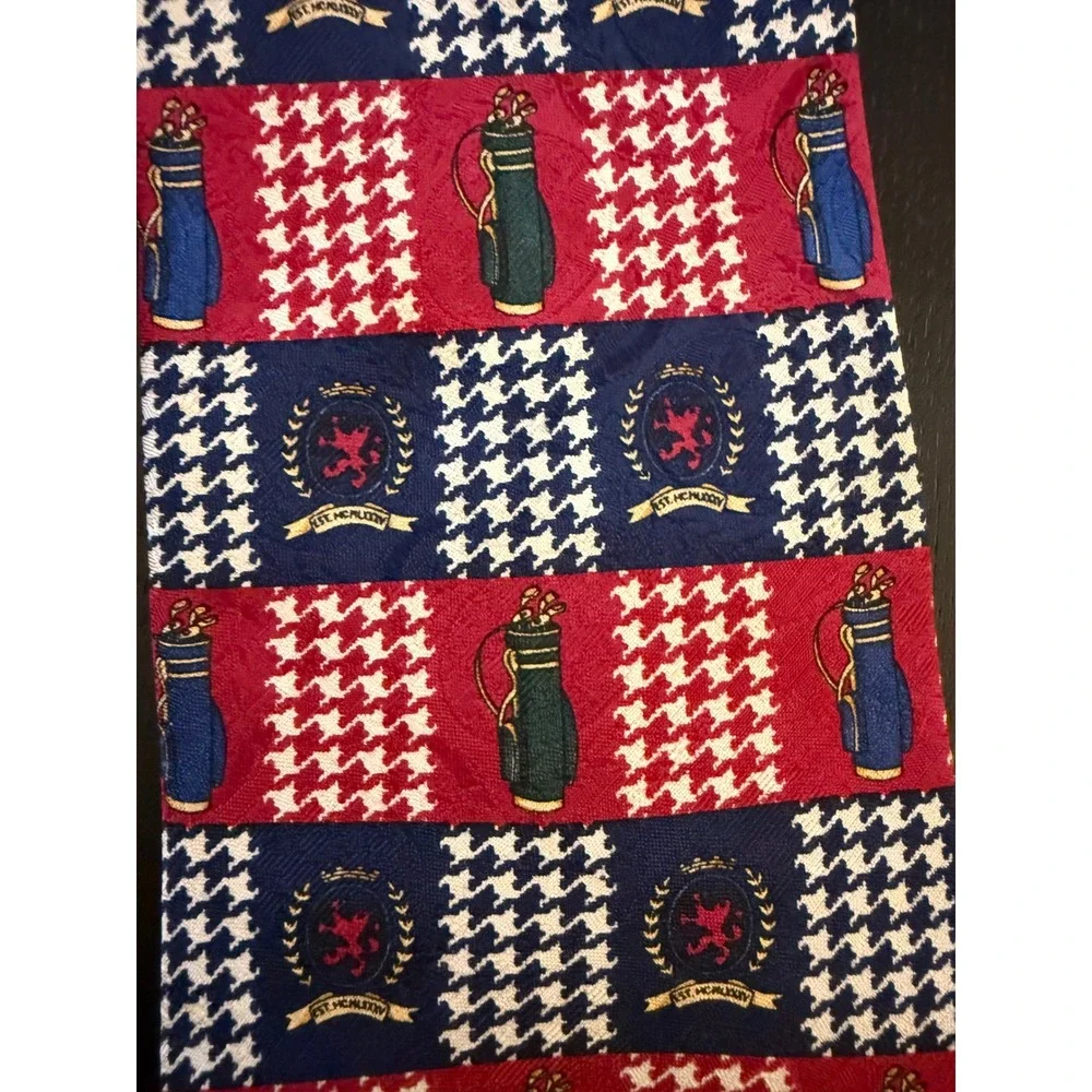 VTG Tommy Hilfiger Neck Tie‎ Mens Navy/Red Italian Silk Heritage Golfers Crest